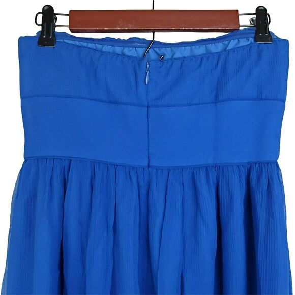 J Crew Emily Dress Womens Sz 4 Blue Silk Chiffon Strapless Event Bridesmaid Prom - Picture 4 of 6
